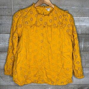 J Crew yellow eyelet floral spring top